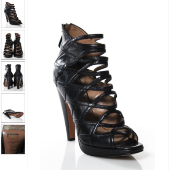 Alaia Black Leather Cage Strappy Open Toed Heels - Picture 2 of 10